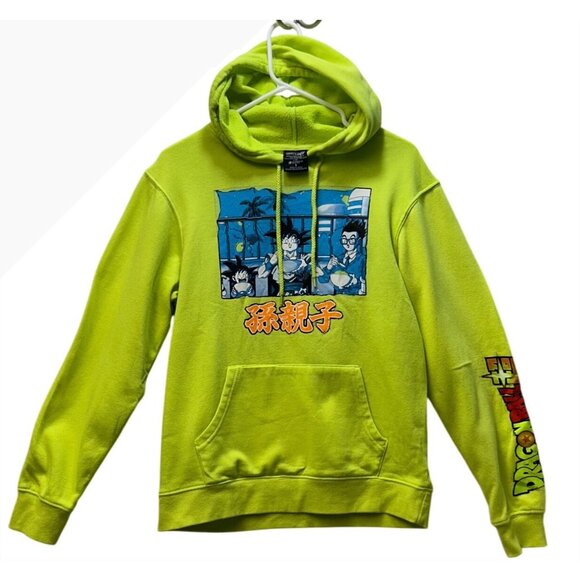 Dragon Ball Super Lime Green Pullover Hoodie Small graphics chest long sleeve - Picture 1 of 6
